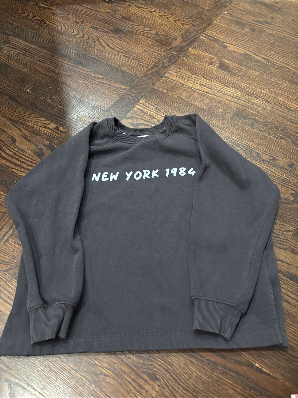 Zara Charcoal Grey 'New York 1984' Crewneck Sweatshirt